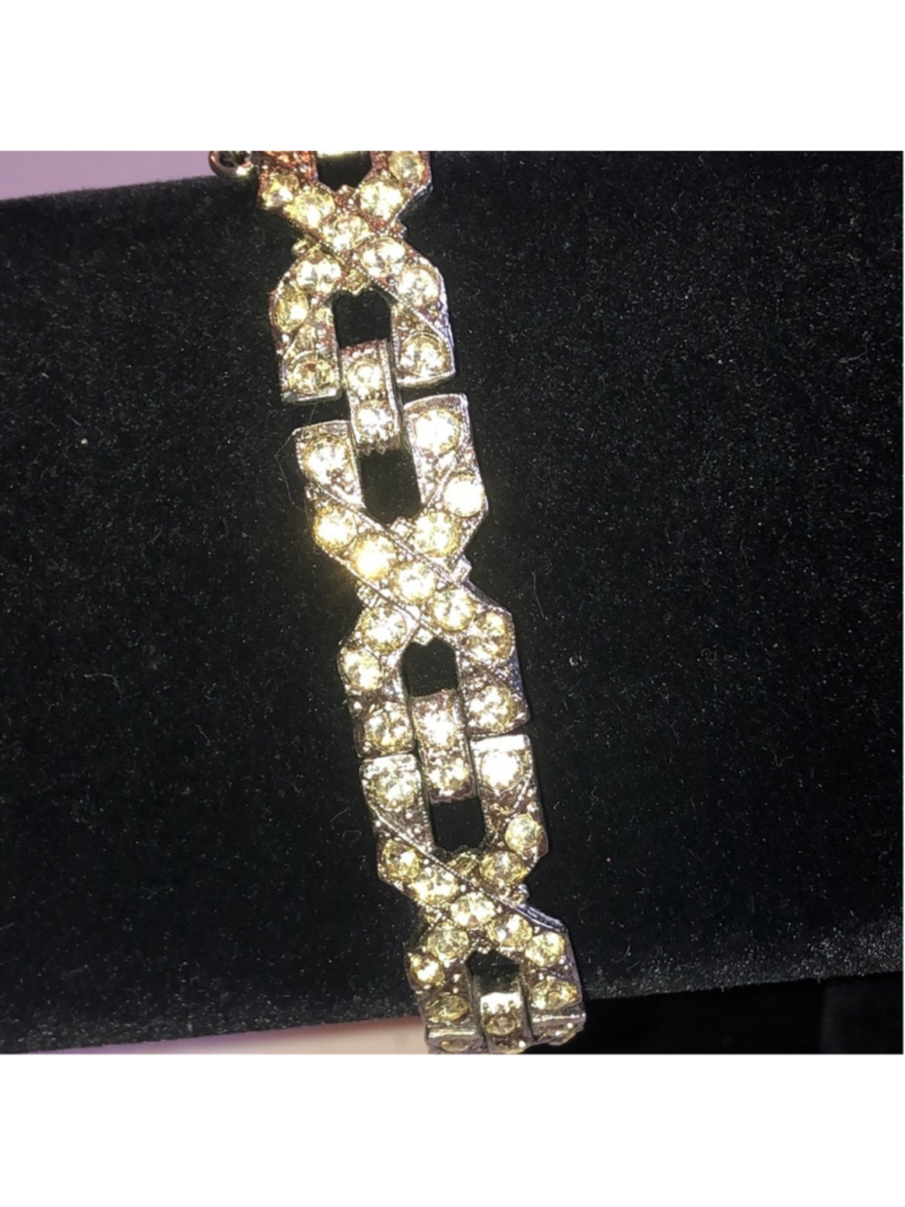 Angel Brand Signed Vintage Silver Tone Crystal Rhinestone Bracelet - Picture 3 of 9